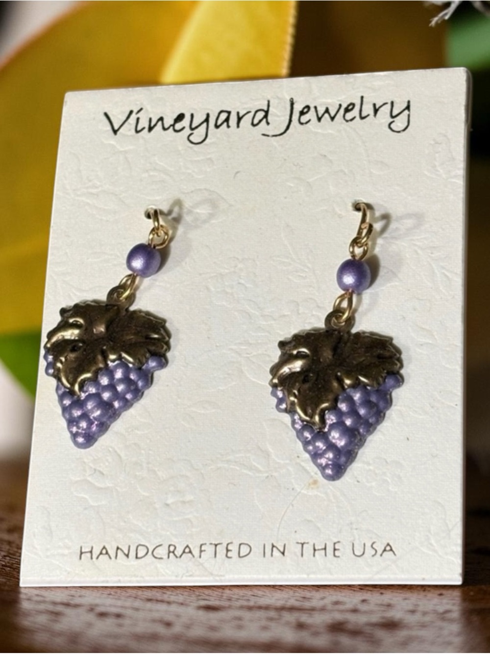 NWT Purple and Gold Grape Earrings